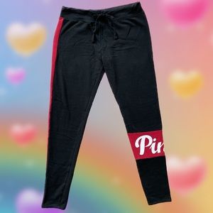 PINK Drawstring Stripe Legging Victoria’s Secret Fleece, Warm Size Small